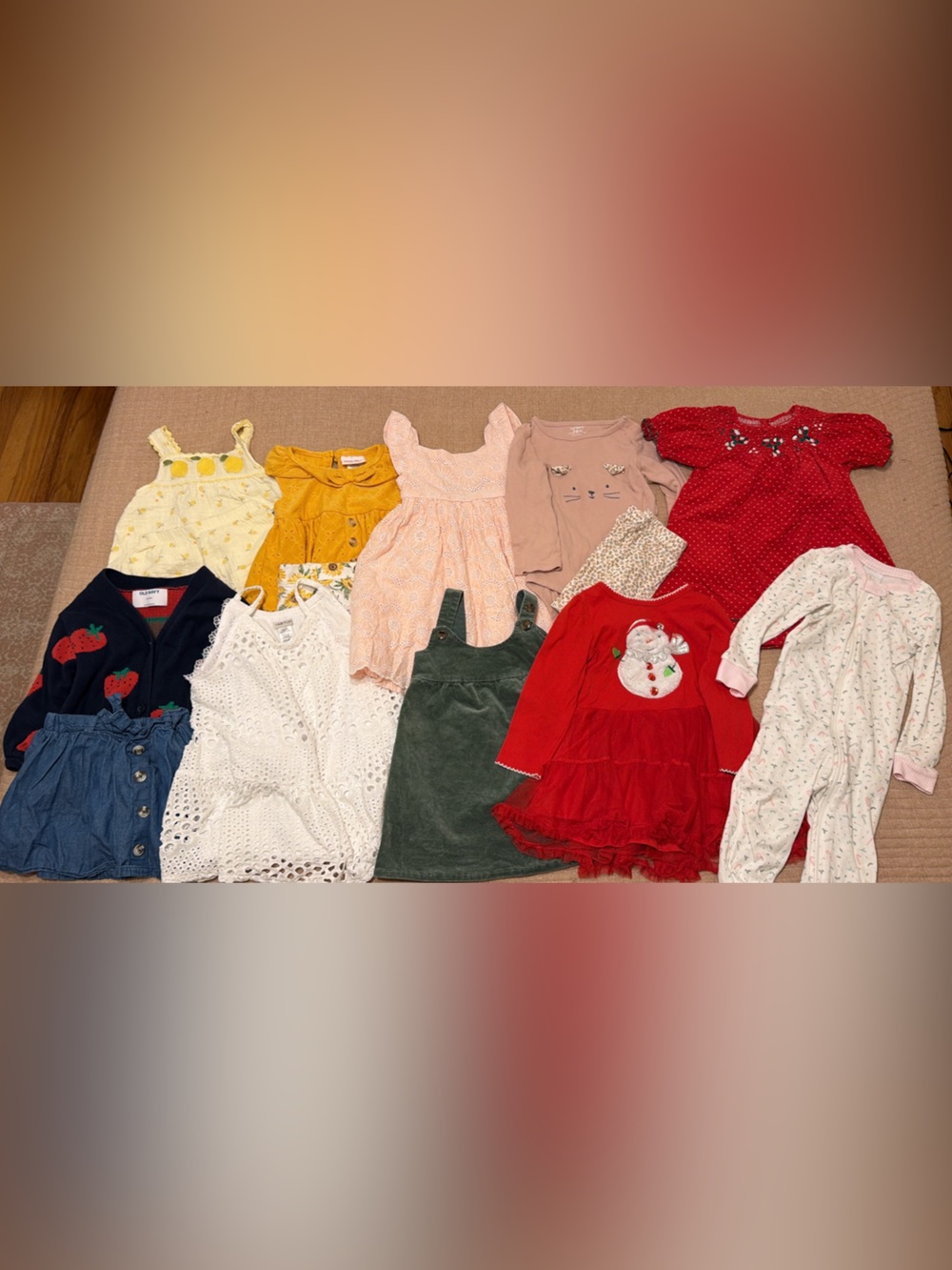 Girls Mixed Holiday & Spring Dress Lot - Red, Pink, Green, White, Yellow